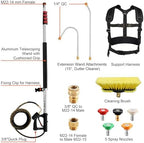 Telescoping Pressure Washer Wand 24 ft Pressure Washer Extension Wand 24 Feet Power Washer Extension Wand Aluminum with Brush Head,Gutter Cleaner, 5 Spray Nozzle Tips, 2 Hose Adapters, Support Belt - Image 7