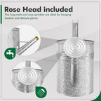 Galvanized Iron Watering Can for Indoor Plants, Oval Watering Cans for House Plant Garden Flower, Long Spout Water Can for Outdoor Watering Plants 9.46L 2.5 Gallon - Image 3