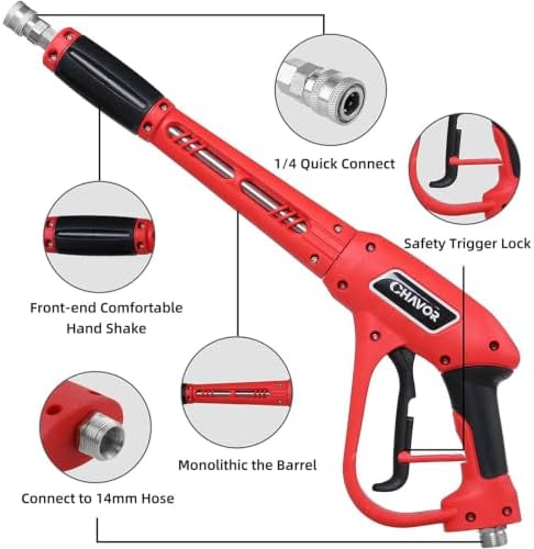 Pressure Washer Gun with Replacement Extension Wand, Upgraded Power Washer Gun with 5 Spray Nozzle Tips, M22 Fitting, 37 Inch, 3000 PSI - Image 3