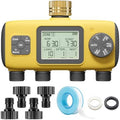 meross 4 Zone Sprinkler Timer with Brass Inlet, Water Timer for Garden Hose, Hose Valve for Watering with Rain Dealy & Manual Watering for Outdoor Drip Irrigation, Lawn, Yard by meross