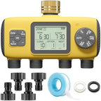 meross 4 Zone Sprinkler Timer with Brass Inlet, Water Timer for Garden Hose, Hose Valve for Watering with Rain Dealy & Manual Watering for Outdoor Drip Irrigation, Lawn, Yard by meross