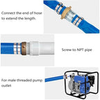 DAVCO 3" ID x 50 ft Pool Backwash Hose, Heavy Duty Reinforced Blue PVC Lay Flat Water Discharge Pump Hoses For Swimming Drain Pools and Clean Filters, with Brass NPT Pin Lug and KC Nipple Fittings - Image 6