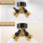 Brass Garden Hose Splitter 2 Way Y Valve 3/4" Outlet with Shut Off Valves - Image 5