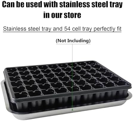 RooTrimmer 54 Cell Seed Starter Trays, 2.8" Deep Plug Flat Tray,10 Pieces Big Holes Germination Tray, Thick Durable Seedling Plastic Nursery Reusable Trays (11.14inch ×14.6 inch, 10-Pack) - Image 6