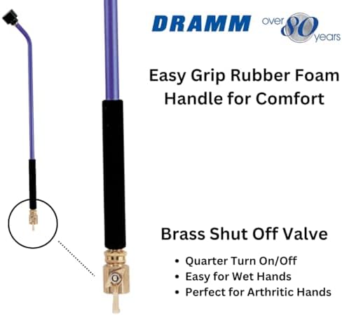 Dramm ColorMark Soft Rain Watering Spray Wand – 30” Long, Green – Lightweight & Durable with 8" Foam Grip and Brass Shut-Off Valve – Ideal for Hanging Baskets, Planters, Gardens, Shrubs & Seedbeds - Image 5