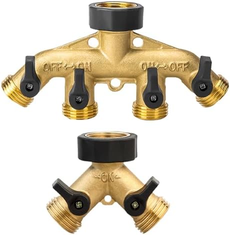 Garden Hose Splitter 4-Ways Heavy Duty Brass Garden Hose Splitter Bibcock Connector Spigot Adapter Tap Faucet Kink Protector ﻿(4-WAYS-EU) - Image 4