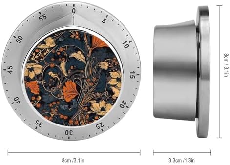 Mechanical Kitchen Timers for Cooking,Blue and Orange Printed 60 Minute Magnetic Countdown Timer,Cute Cooking Timers with Alarm,Stainless Steel Time Timer Manual No Batteries Required - Image 2