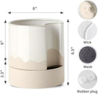 Nihow Ceramic Self Watering Plant Pot for Indoor Plants,8 Inch,White & Wave - Image 2