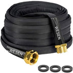 Garden Hose 25ft/50ft/100ft, Non-Expanding Garden Water Hose 7.5 15 30 Metres, Flexible Durable Kink-Free Water Hose, Garden Hose for Outdoor, Yard, Lawn, Car Wash, Marine and Camper (Black, AWS-100) by WESEN