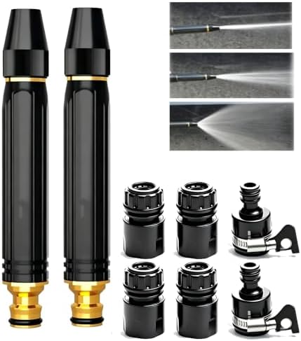 Heavy-Duty Metal Hose Nozzle – 10 Spray Patterns, Leak-Proof Design for Garden, Car, and Patio Cleaning (2pc) by Unknown