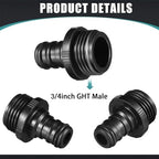 Threlaco 20 Pack Garden Hose Quick Connect with Shut Off Valve,3/4" Plastic Water Hose Connector Fittings,40 Male Adapters & 40 Washers for Sprinkler Nozzle Watering Repair - Image 2