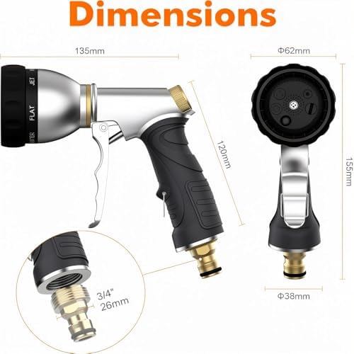 Heavy Duty Hose Nozzle, Metal Garden Water Hose Sprayer - Image 6