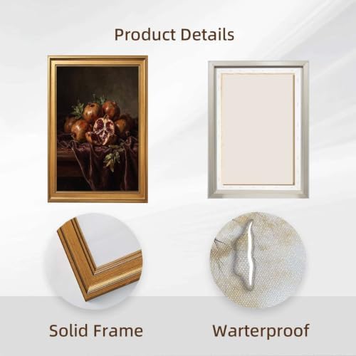 Gold Vintage Framed Pomegranate Still Life Wall Art Classic Fruit Print - Image 2