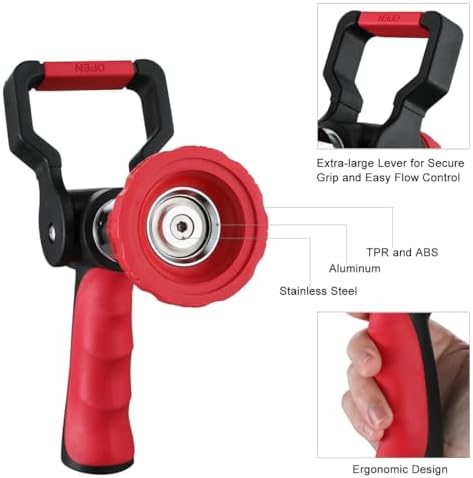 FANHAO High Pressure Fireman's Spray Nozzle, Heavy Duty Metal Hose Nozzle - Image 4