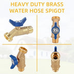 12 Pack Hose Bibb Brass Water Spigot, 1/2" Male NPT Inlet x 3/4" Male GHT Threaded Garden Hose Outlet Connector, 1/4-Turn Sillcock Hose Bibb Valve (1/2" x 3/4", Blue) - Image 3