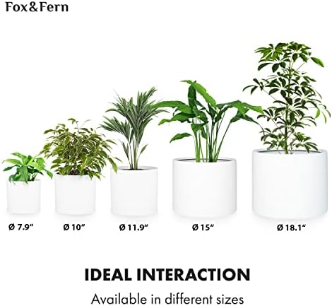 Fox & Fern Large Planter for Indoor or Outdoor, White Matte, 12 & 14.6 Inch - Image 7