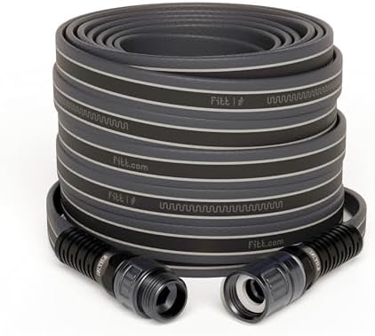 FITT Force Pro Water Hose, Lightweight Ultra Flexible Durable Kink-Free Heavy-Duty Commercial Grade Flat Garden Hose, Grey and Blue, 50-Feet x 5/8-Inch by FITT