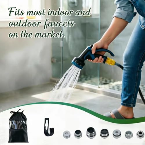 Indoor Sink Hose Attachment, 75FT Expandable Water Hose with 7 Faucet Adapters for Kitchen & Bathroom Faucets, Watering Plants, Pet Bathing and Household Cleaning - Image 2