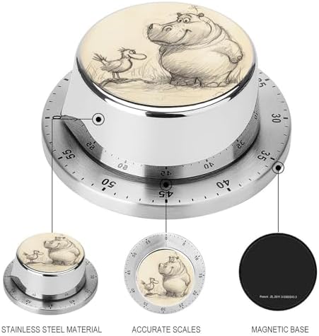 Mechanical Kitchen Timers for Cooking,Animal Line Style Printed 60 Minute Magnetic Countdown Timer,Cute Cooking Timers with Alarm,Stainless Steel Time Timer Manual No Batteries Required - Image 3
