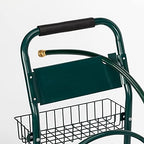 VINGLI 300FT 4-Wheel Garden Hose Reel Cart with Storage Basket, Portable Residential Hose Reel Cart, Lawn Watering, for Garden Backyard and Farm (Green) - Image 4