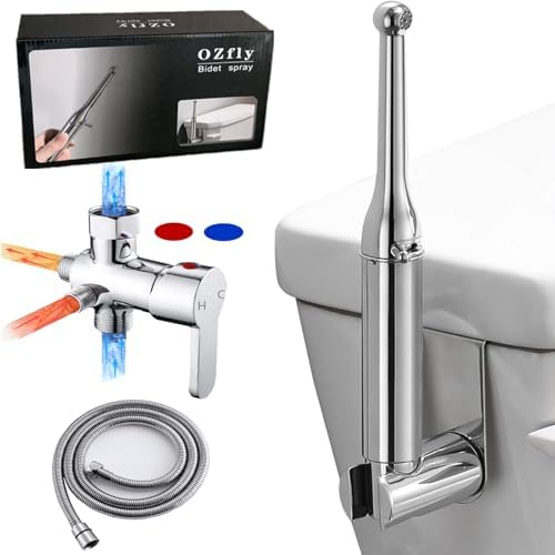 Brass Handheld Bidet Sprayer- Hot and Cold Water Mixer Valve Included，8.5inChrome Toilet Spray Gun,for Baby Cleaning, Female Cleaning and Toilet Sprayer, pet Bathing, Adjustable Water Pressure by Unknown