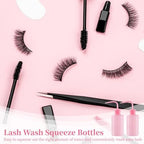 6 Pcs Lash Wash Squeeze Bottles, 250ml/8.45oz Plastic Rinse Bottles with Curved Narrow Nozzle and Scale for Eyelash Rinsing, Tool Cleaning, Plant Watering, Lab Use - Image 4