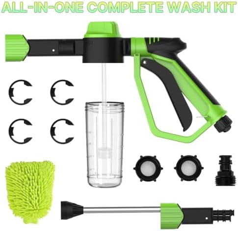 YASHINE Car Wash Foam Gun Kit for Garden Hose, Foam Cannon Soap Sprayer Kit with Microfiber Wash Mitt, One-Click Switches Foam/Water, 3 Spray Modes & Higher Water Pressure, Foam Blaster for Cars - Image 7