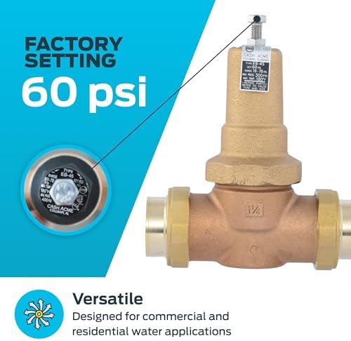 Cash Acme EB45 Pressure Regulating Valve, Double Union, 1-1/4 Inch NPT Female, Metal Top, 60 PSI, PVA35M-DUTH-60 - Image 3