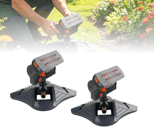 Adjustable Oscillating Sprinkler, Wide Coverage Lawn Sprinkler with Flow Control, 4 Spray Patterns, Dual Filtration, Metal Hose Connector for Yard Garden Grass (2set) 2 by Unknown