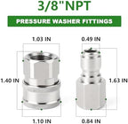 TAISHER 6PCS 304 Stainless Steel 3/8" Female NPT High Pressure Washer Quick Connect Coupler for Pressure Washing Gun Hose Accessories - Image 2