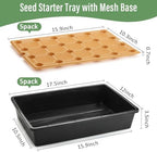 5 Pack Nursery Pots Trays with Removable Mesh Drainage Mat, Plastic Seed Starter Trays (17"x12"x3.5") with Drainage Hole, Propagation Kit for Seedlings, Microgreens, Plant Germination (Black) - Image 2
