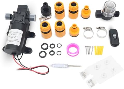 DC 12V Diaphragm Pump, Self-Priming Water Pump with Deluxe Hose Quick Connect Kit, 1.2 GMP, 87 PSI, Suitable for Garden Irrigation, RV, Camper, Shower, and Marine Boat by Mikjiik