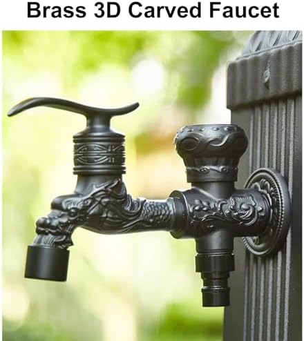 Freestanding Garden Water Column, Vertical Antifreeze Garden Water Column, Aluminum Alloy Outdoor Faucet, Water Column with Brass Tap, Hose Holder, 15m Telescopic Hose and Spray Gun(110cm/43in) - Image 3