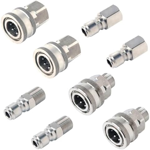 Pressure Washer Quick Connect, 3/8 Inch Quick Connect Pressure Washer Fittings, Stainless Steel, 8-PC, Female and Male Thread by Cenforge