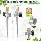 Tioncy 4 Pack Metal Lawn Sprinklers with Adjustable Brass Nozzle, Grey - Image 2