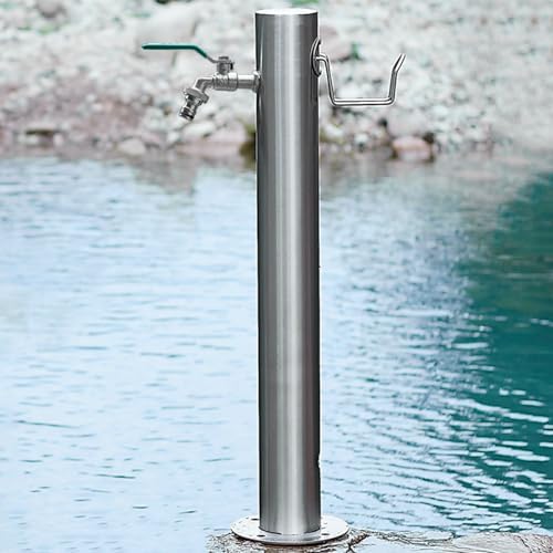 50/86cm Outdoor Faucet Antifreeze Water Column, Freestanding Hose Stand with Tap, Stainless Steel Inner Tube, Weatherproof Garden Fountain, Side/Ground Water Inlet Feature by Unknown