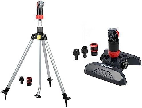 Eden 11530 Multi-Pattern Turbo Gear Drive Metal Tripod Sprinkler Plus Misting System & 94124 Multi Pattern Turbo Gear Drive Sprinkler Plus Misting System, with Quick Connect Set, 360 Degree Coverage by Unknown