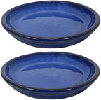 Sunnydaze 7" Ceramic Plant Saucers for Planters, 2pk, Imperial Blue by SunnydazeDecor