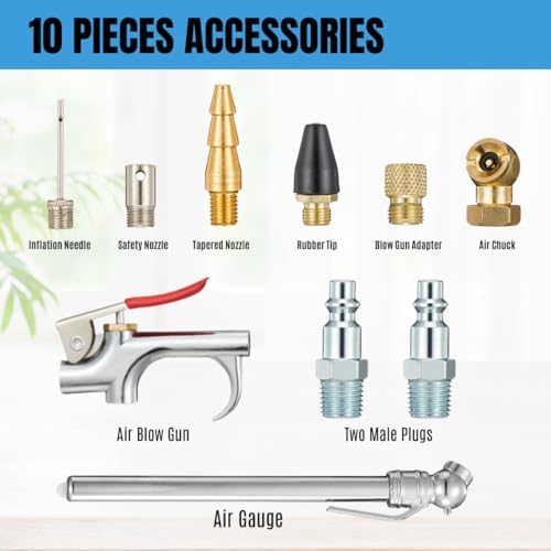 1/4-Inch Quick-Connect Air Compressor Accessory Kit with Coiled Hose - Image 3