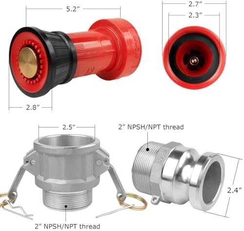 NOVINO Fire Hose Nozzle 1-1/2 inch NPSH Heavy-Duty 1.5" Fire Hose Nozzle - Image 6