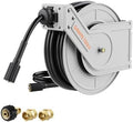 Giraffe Tools Pressure Washer Hose Reel 40ft, Power Washer Hose Reel, Pressure Washer Retractable Hose Reel, Heavy Duty, Wall/Floor Mounted, 3200 PSI, Silver by GiraffeTools