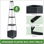 MQFORU Tomato Planter Boxes with Trellis Outdoor, 57" Self Watering Raised Garden Bed, Tall Square Planters for Indoor Plants, Large Tomato Cage for Patio, Use for Indoor Outdoor (4) - Image 6