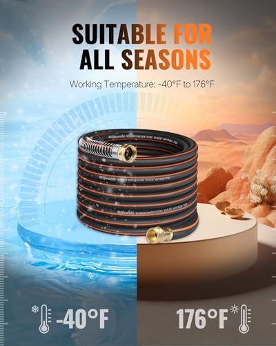 75FT x 5/8" Rubber Garden Hose, Heavy Duty Garden Water Hose, 300 PSI Working, 1000 PSI Burst, Swivel Handle with Stainless Steel Ring, 5-Layer Braided, All-Weather Outdoor Use, BG75GH06 - Image 4
