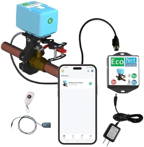 EVC400-MW-WLS1M Bulldog Matter WiFi Valve Robot with Wired Leak Sensor, Smart Water Shutoff Valve, No Hub Required, Easy DIY Install, Fits up to 1.5" Valves by EcoNetControls
