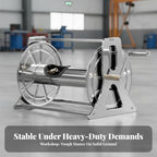 Heavy Duty Metal Hose Winder | Rigid Rectangular Base, Stainless Steel, Hardware, for Garden, Gardeners, 100M - Image 3