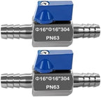Beduan 2PCS 5/8" Barb Ball Valve 304 Stainless Steel Mini Shut Off Valve by Beduan