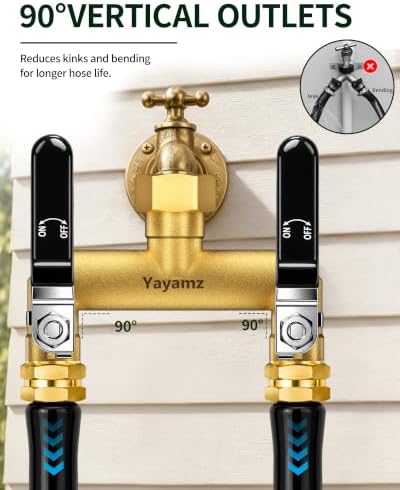 2-Way Garden Hose Splitter, Heavy-Duty Brass, 3/4" GHT, Black - Image 4
