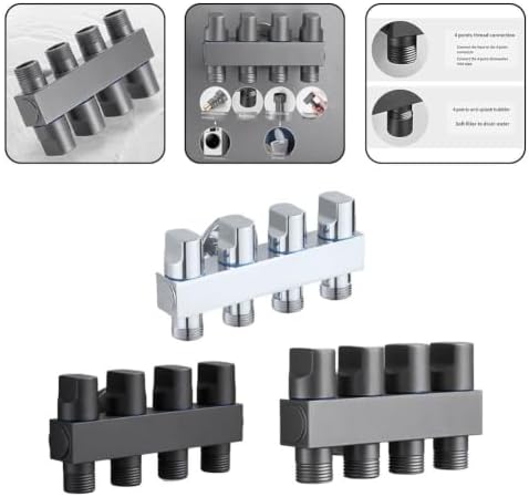 Brass Garden Hose Splitter 4 Outlet - Leak for proof Water Distributor with Flow Control Valves - Outdoor Faucet Manifold for Lawn Watering - 3/4 Inch Connection Black(Silver) - Image 7