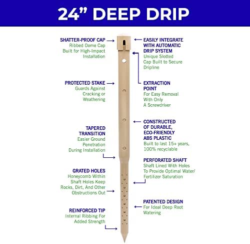 Underhill Deep Drip Irrigation Stakes 24-1/2-Inch, Case of 4 Watering Spikes for Trees with Medium Depth Roots, Drip System Parts Tubes, A-DD24 - Image 5