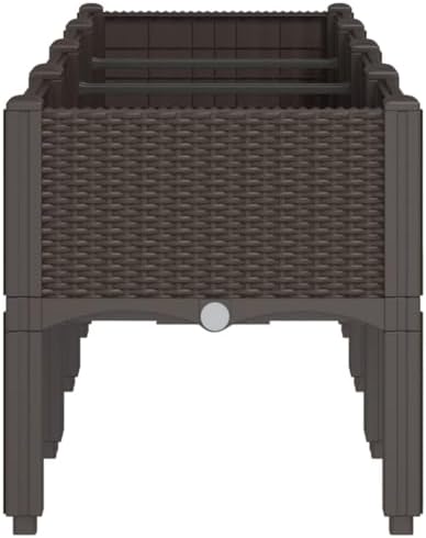 Brown Garden Planter Box with Legs 63x15.7x16.5 PP Outdoor Bed - Image 4